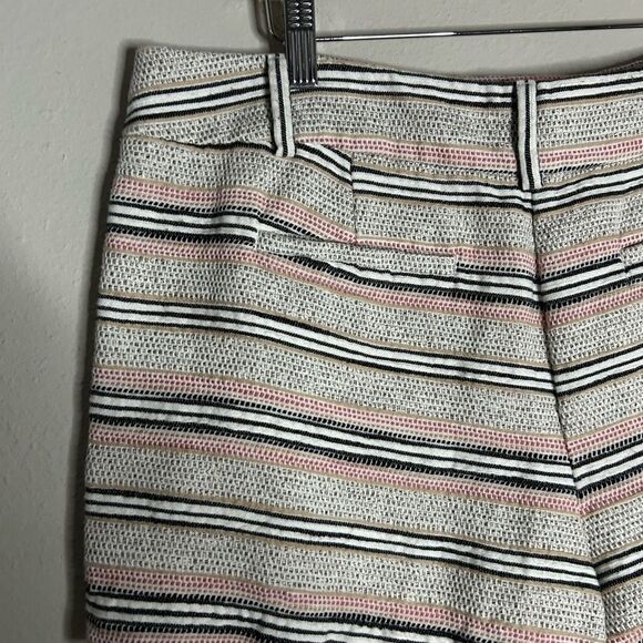 Loft Cotton Linen Blend Stripe Textured Shorts Size 10 - Picture 5 of 12